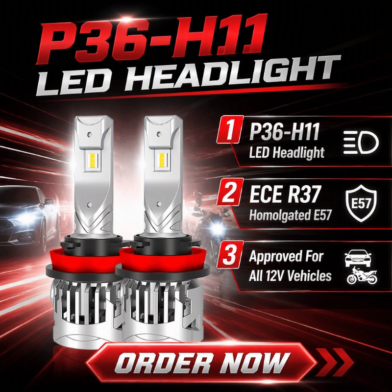 Luxfighter lanceert ECE R37-gecertificeerde P36 H11 LED-koplamplamp